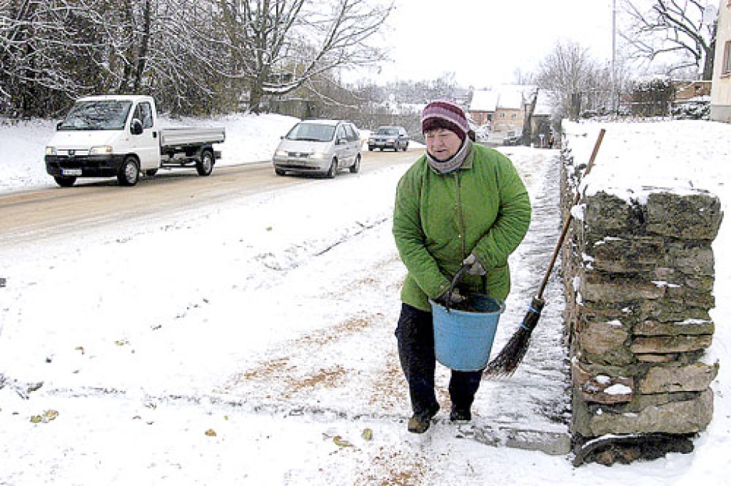 SIA «Bauskas namsaimnieks» sētniece Ruta Ignatjeva jau no plkst. 7 ir sākusi savu darbu Slimnīcas ielā.
Autors: Ivars Bogdanovs