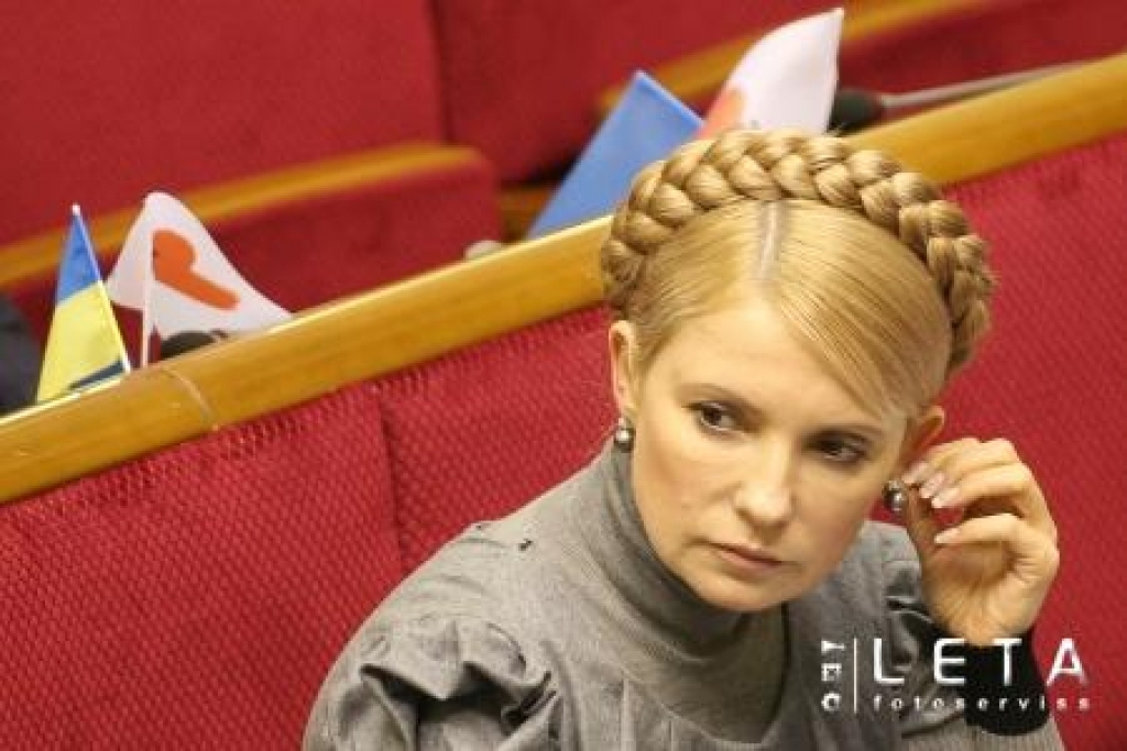 Ukrainas politiķe Jūlija Timošenko parlamenta sēdē 4.decembrī.
Autors: AFP/LETA