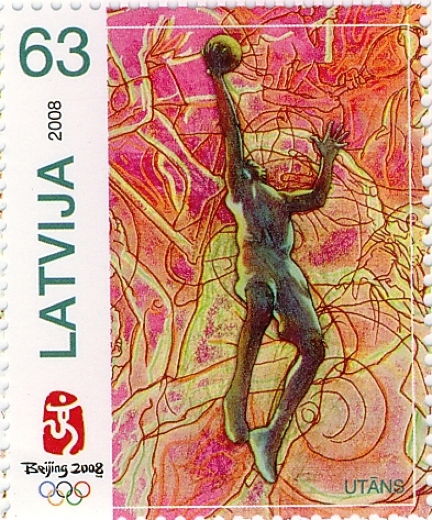 Pastmarka, veltīta Olimpiskajām spēlēm Pekinā.
Autors: VAS «Latvijas Pasts»