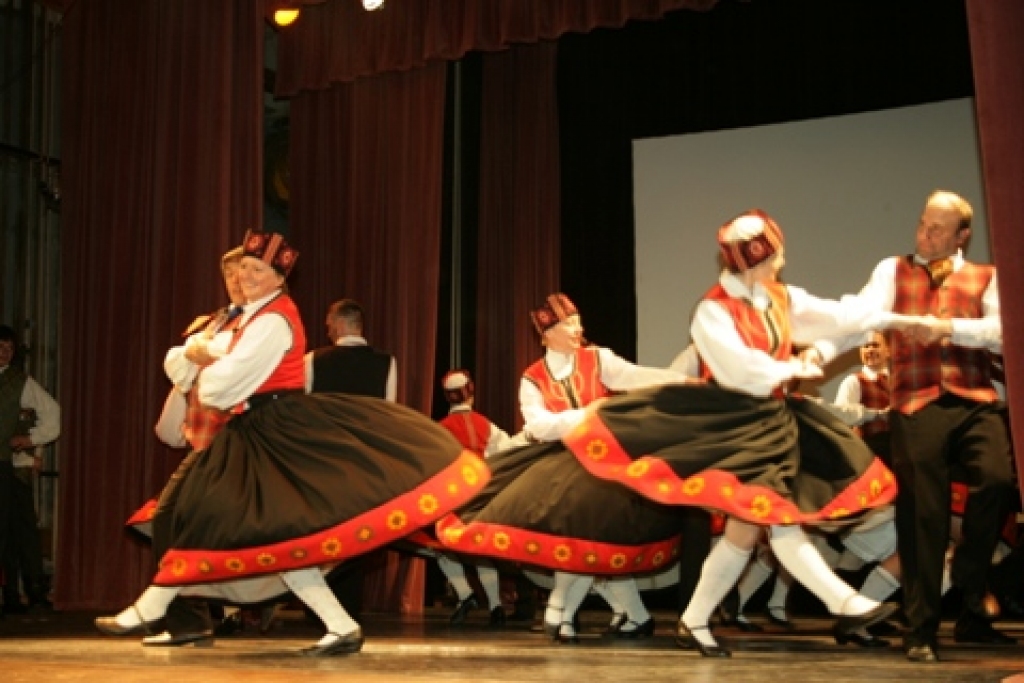 Koncertā uz skatuves cits citu nomainīja deju kopu «Biguļi», «Mēmele», «Jandāls» dejotāji un senioru kora «Sarma» dziedātāji.
Autors: Ivars Kalniņš