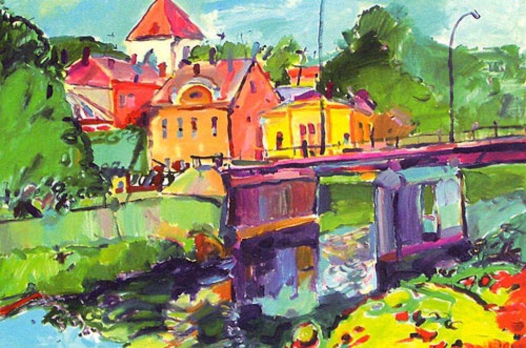 Jonasa Bajaruna gleznas «Tilts pār Mēmeli» fotoreprodukcija.