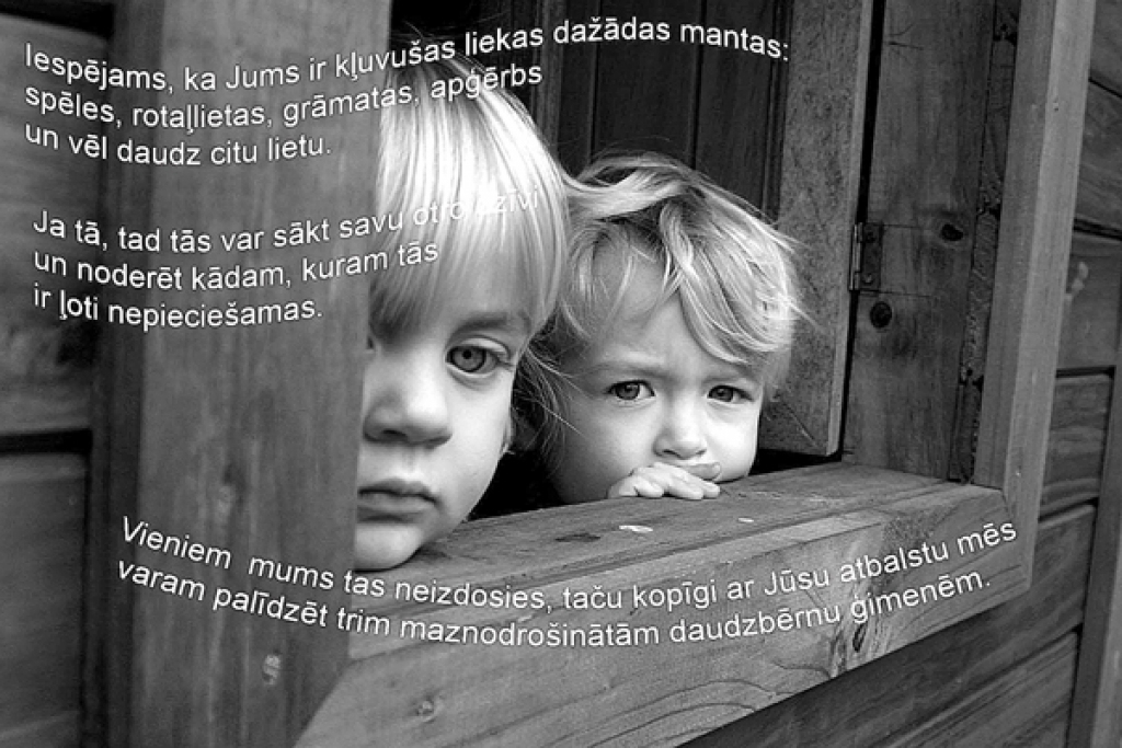 Bauskas veikalā «Rimi» rīt, 5. decembrī, no plkst. 9 līdz 15 pie rotaļlietu tirgotavas «Lāčuks» kaut ko trūcīgo ģimeņu bērnu dāvanām varēs dot katrs.