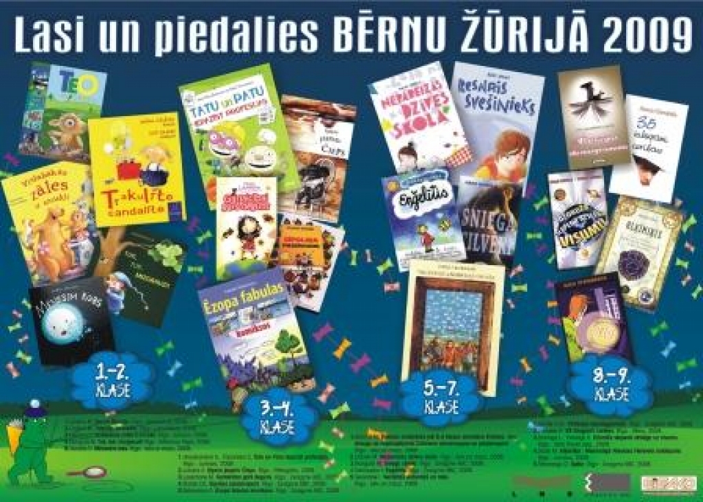 Plakāts ar Bērnu žūrijas vērtējumam nodotajām grāmatām pa klašu grupām.
Autors: www.bernuzurija.lv