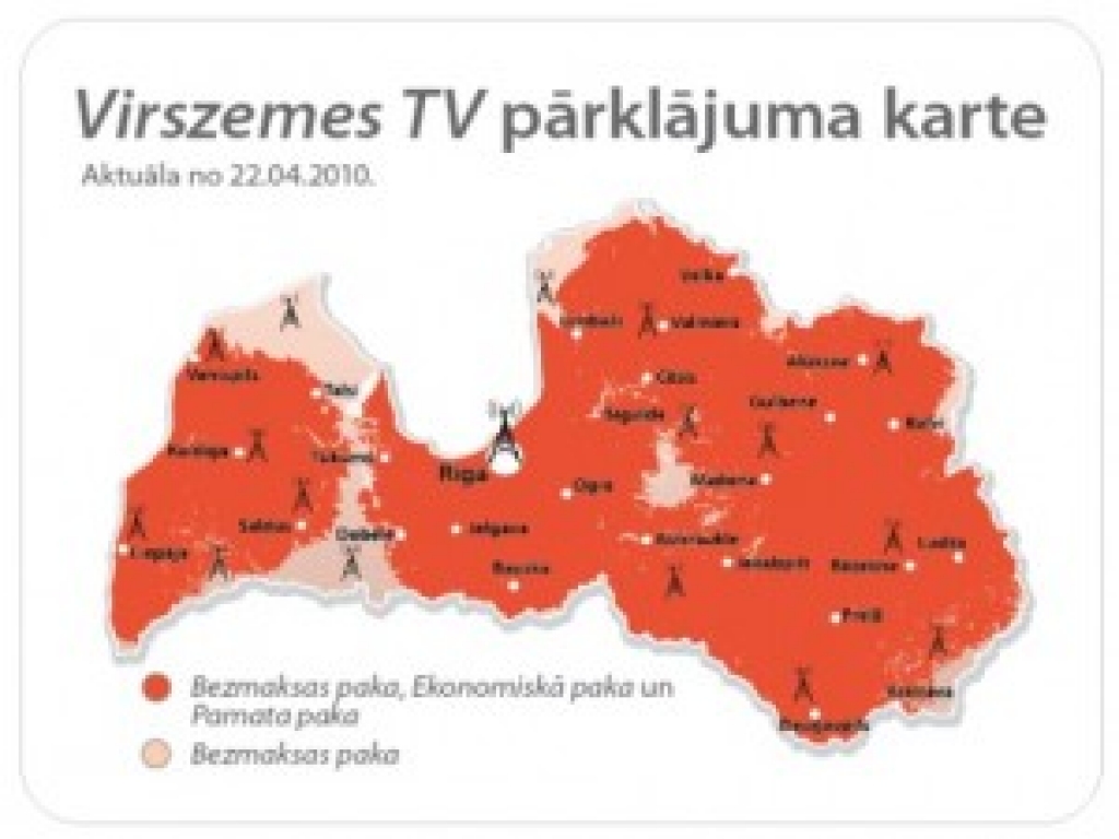Sākot ar šo nedēļu ievērojami paplašināta «Virszemes Televīzijas» maksas kanālu apraides zona - šobrīd visi «Virszemes TV Pamata pakas» kanāli pieejami 90% Latvijas teritorijas.
Autors: LVRTC