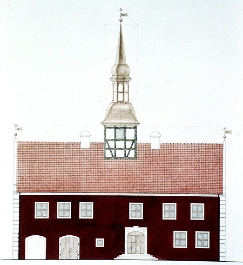 Bauskas rātsnama ekonstrukcijas priekšlikums - galvenā fasāde.
Autors: fotoreprodukcija - Mārīte Putniņa