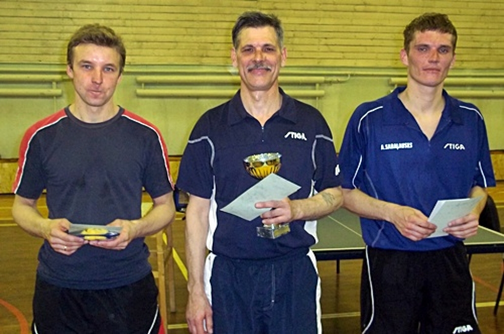 Augstākās līgas trīs labāko vīru konkurencē – Raivis Krastiņš, Roalds Cildermanis un Arnis Sabaļausks. 
Autors: Uldis Varnevičs