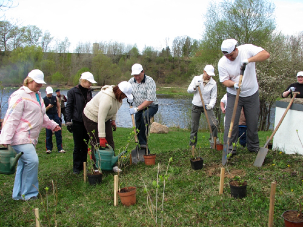 Atpūtas laukumu Mēmeles krastā turpmāk izdaiļos apdrošināšanas sabiedrības «Balta» darbinieku stādītie ceriņi.
Autors: Vilnis Auzāns