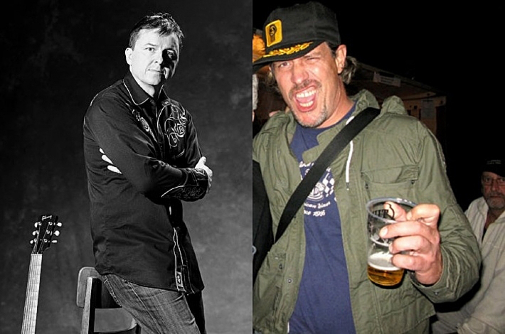 Dažādas viesu grupas kāps uz Kantrimūzikas festivāla skatuves – «Hillbilly Deluxe» ar tās pieklājīgo līderi Rufus T. (no kreisās) un agresīvie dienvidu vesterna cienītāji «Modern Earl» ar solistu Kristoferu Erlu Hadsonu. 