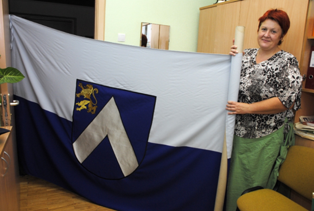 Bauskas novada karogs ir zilā un baltā krāsā.  
Autors: Ivars Bogdanovs