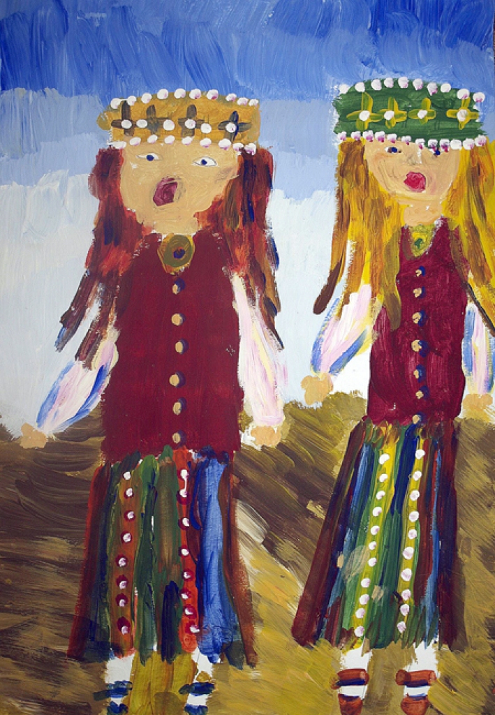 UNDAS RUŠMANES darba «Kora «Via Stella» dziedātājas»  fotoreprodukcija.