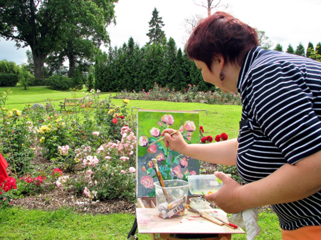 Aiga Ludviga, Nodarbinātības valsts aģentūras speciāliste, glezno rozes.