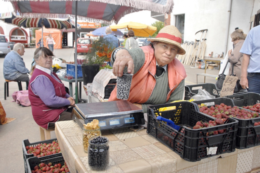 Tirgotāja Silvija mellenes lasījusi Bārbelē un piektdien uz tirgu bija atvedusi trīs litrus melno ogu. Cena – trīs lati par litru. 