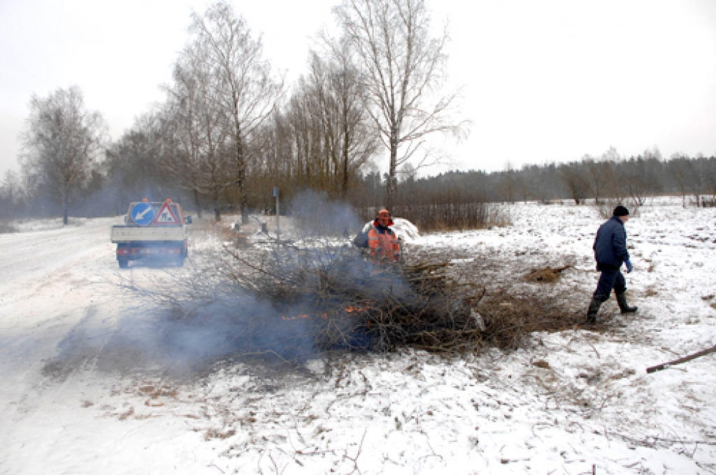 Vecumnieku novadā valsts akciju sabiedrības «Latvijas Autoceļu uzturētājs» strādnieki ceļa malas atbrīvo no krūmiem. Tādējādi uzlabo redzamību autovadītājiem, ziemā neveidojas sniega sanesumi, brauktuves tiek vēdinātas. 
Autors: Ivars Bogdanovs