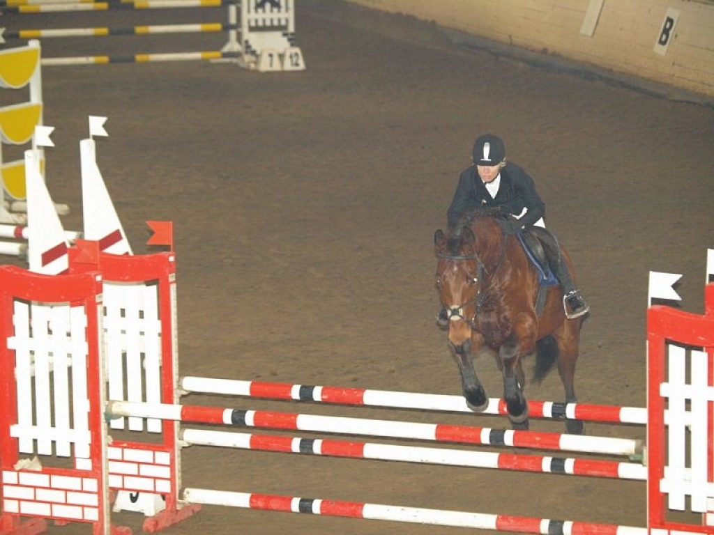 Velga Marčenkova ar zirgu Ledions pārvar šķērsli. 
Autors: No albuma.