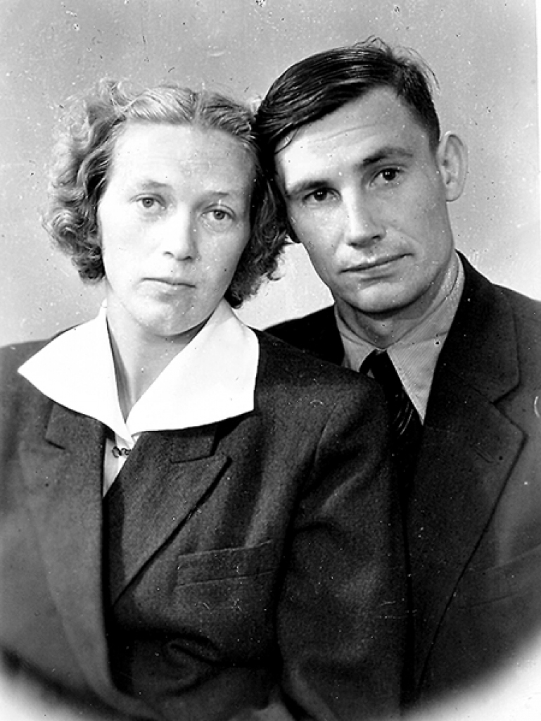 Jubilārs ar sievu Austru īsi pēc kāzām 1958. gadā. 