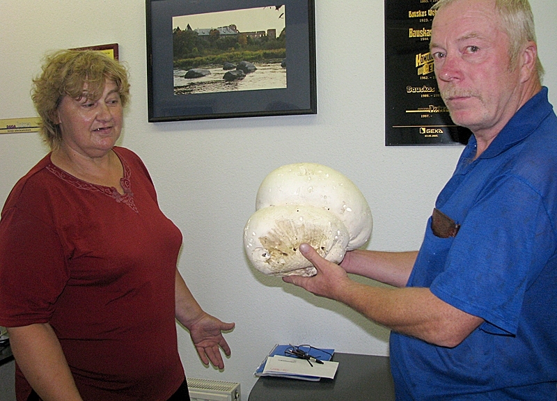 Pastniece Valda Kravkova ir patiesi izbrīnīta par Jāņa Pumpura atradumu. Vecsaules pusē tik lielus pūpēžus viņa nav manījusi.
Autors: Vilnis Auzāns