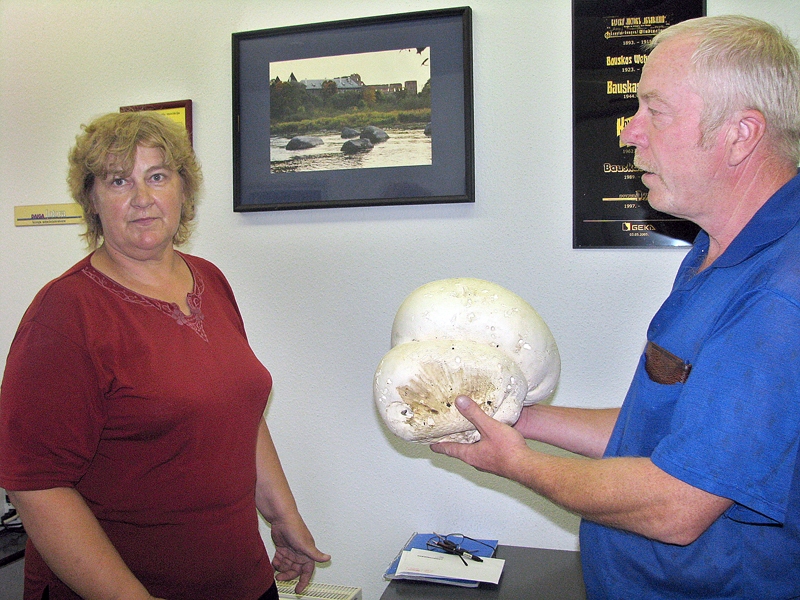 Pastniece Valda Kravkova ir patiesi izbrīnīta par Jāņa Pumpura atradumu. Vecsaules pusē tik lielus pūpēžus viņa nav manījusi. 
Autors: Foto – Vilnis Auzāns