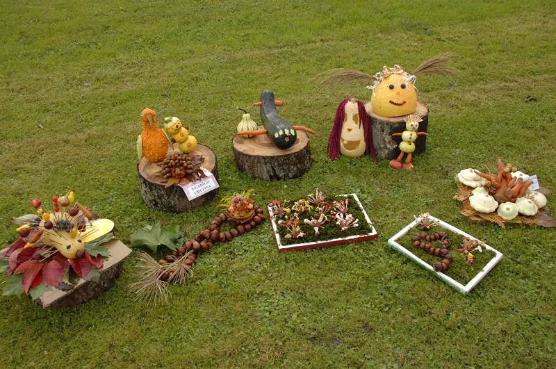 Gatavojoties Miķeļdienas gadatirgum, Codes pamatskolas audzēkņi pie mācību iestādes izvietojuši rudens bagātību izstādi. 
Autors: Ivars Bogdanovs