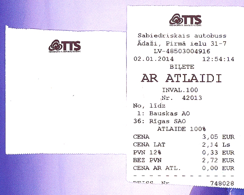 Biļetes. No kreisās – vairākiem pasažieriem izsniegtā tukšā biļete. No labās – biļete, pēc kuras var noteikt reisu, kad veikts «gājiens ar tukšajām biļetēm».