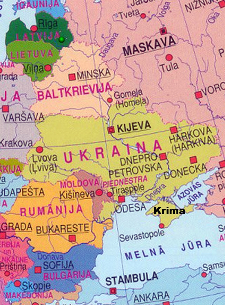 Krima, kurā noticis Krievijas militāro spēku klātbūtnē rīkotais referendums par atdalīšanos no Ukrainas un pievienošanos «lielajam brālim», nav tālu no Baltijas valstīm.
Autors: Foto no valdības preses dienesta albuma.