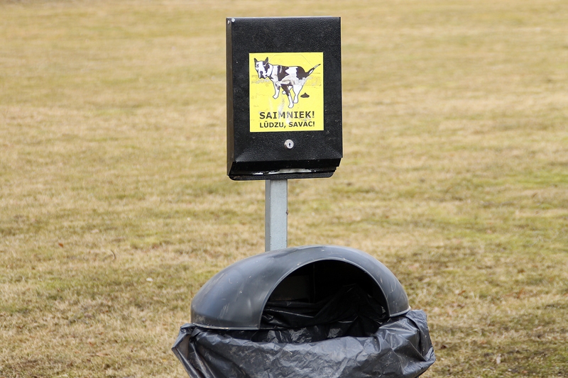 Suņu ekskrementu atkritumu urna Korfa dārzā daudz cietusi – nesen kāds to iemeta blakus esošajā dīķī.
Autors: Uldis Varnevičs