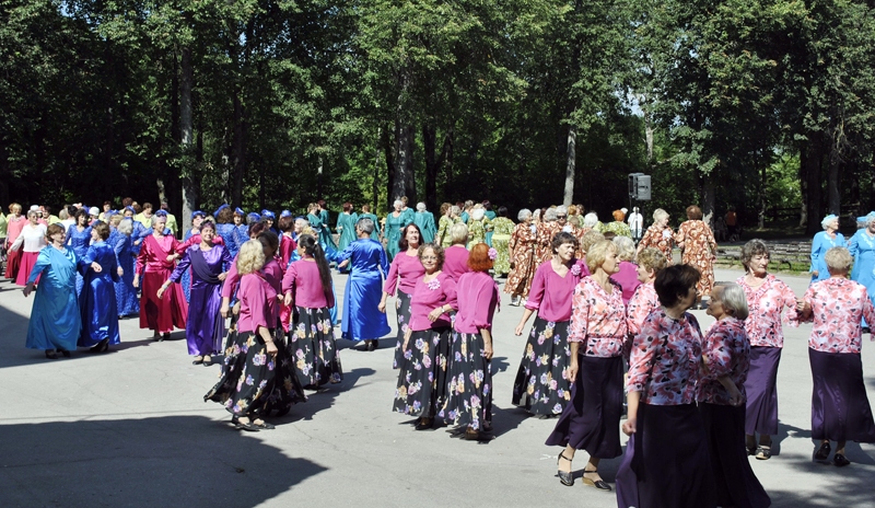 Senioru deju svētkos dejotājas no visas Latvijas atrāda ne tikai deju soļus, bet arī krāšņos tērpus. 
Autors: Māris Krūmiņš