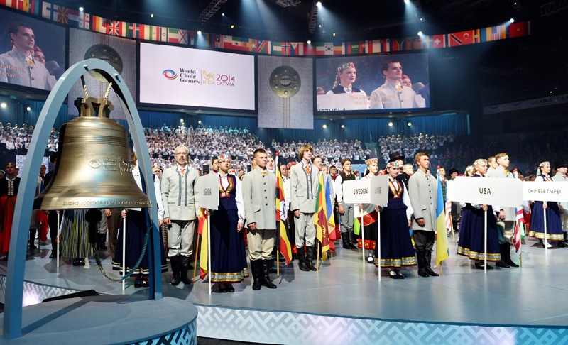 Pasaules koru olimpiādes atklāšanas ceremonija arēnā «Rīga».
Autors: no riga2014.org