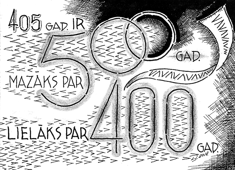 SAGAIDĀM PLŪDONI! FAKTS: pilsētu un vēsturiski lielāko apdzīvoto vietu jubilejas pamazām pārtop par ikgadēju tradīciju. Nedēļas izskaņā pusapaļas jubilejas svin Bauska (405) un Skaistkalne (525), Bauskas svētku galvenais akcents – pieminekļa atklāšana dzejniekam Vilim Plūdonim Saules dārzā rīt pulksten 11.

Kam paaudžu paaudzēs Bauska ir mājas,/ Tiem draugi visapkārt un labi klājas./ Kam liktenis ielicis Bausku saujā,/ Pēc citiem tālumiem netīko taujāt./ Kur vēl tā senatne tagadnē sienas,/ Kur pils, kur Rātsnams debesīs slienas?/ Diemžēl tikai rātskunga tajā nav sava –/ Vai pilsēta tā, vai varbūt nav(a)?/ Kur vēl tā kā Bauskā ūdeņi sauc,/ Kur vēl tā kā Bauskā... «fūres» kauc?/ Kam Bauska vien «fūres» un māli,/ Skat, Plūdons aicina drošs: «Uz saulaino tāli!
Autors: Zīmējums – Laimonis Šulcs; rīmes – Daina Ziemele