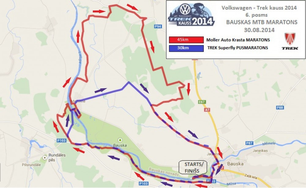 Bauskas MTB maratona karte. 
Autors: sportlat.lv