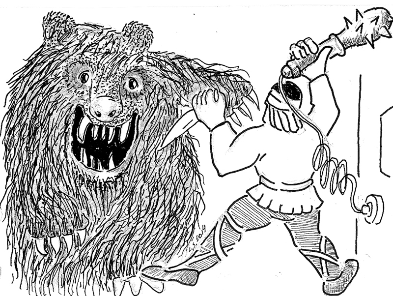 PUTINA PLĀNS DARBĪBĀ. FAKTS: Ukrainas un Rietumu amatpersonas paziņojušas, ka 27. augustā noticis Krievijas karaspēka iebrukums Ukrainā un tas turpinās vairākos virzienos. Taču Krievijas prezidents Putins joprojām pasaulei nekaunīgi melo, noliedzot acīmredzamo – savu bruņoto spēku līdzdalību konfliktā Ukrainas austrumos. Bet kaimiņu lācis ir gatavs vēl lielākam kampienam.

Krievija, par spīti NATO,/ Ukrainu skauj bruņu tankos./ Putinam tas tikai joks –/ Taisns viņš kā zirga loks./ Ukrainā mēs nekarojam,/ Miera dūjas uztankojam./ Mierina mūs eksperti,/ Premjere un ministri:/ Parādīsies diversants,/ Sargās NATO piektais pants./ Eiropa vēl turas malā,/ Agresoram – rindas galā...
Autors: Zīmējums – Laimonis Šulcs