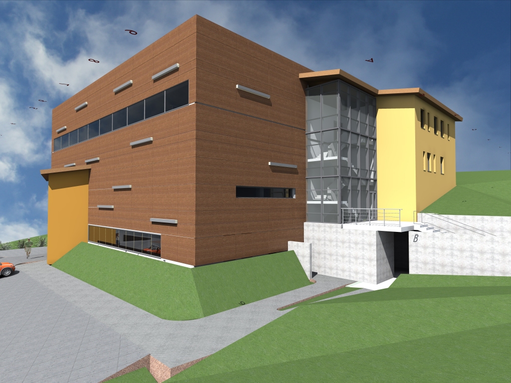 Nākotnē: stadionā iecerētās sporta halles makets. To sola būvēt, respektējot apkārtējo vidi un krasta terases.