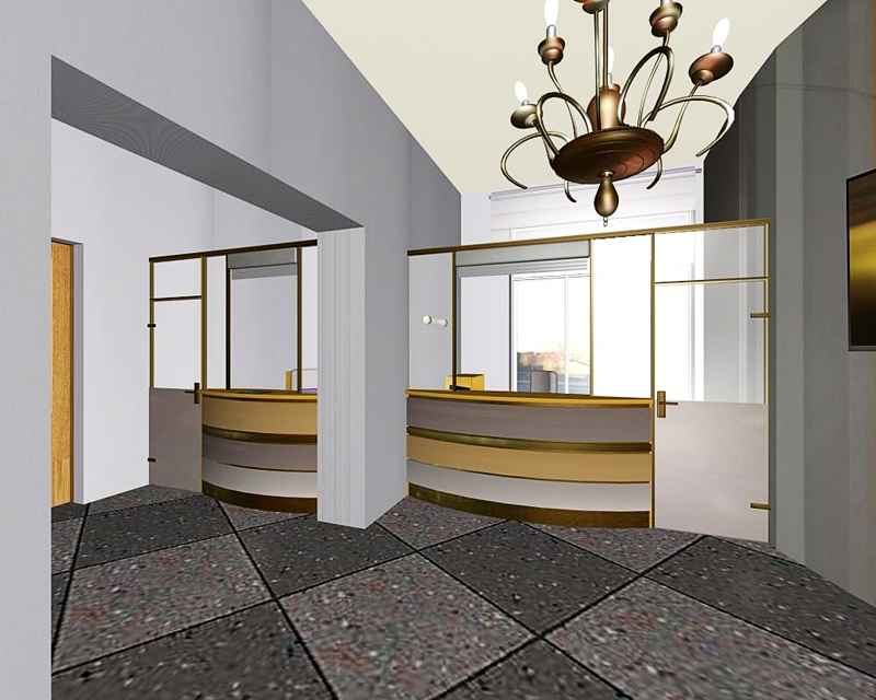Bauskas kultūras centra atjaunotais vestibils pēc remonta izskatīsies šādi.
Autors: Arhitektes Sandras Smolijas vizualizācija.