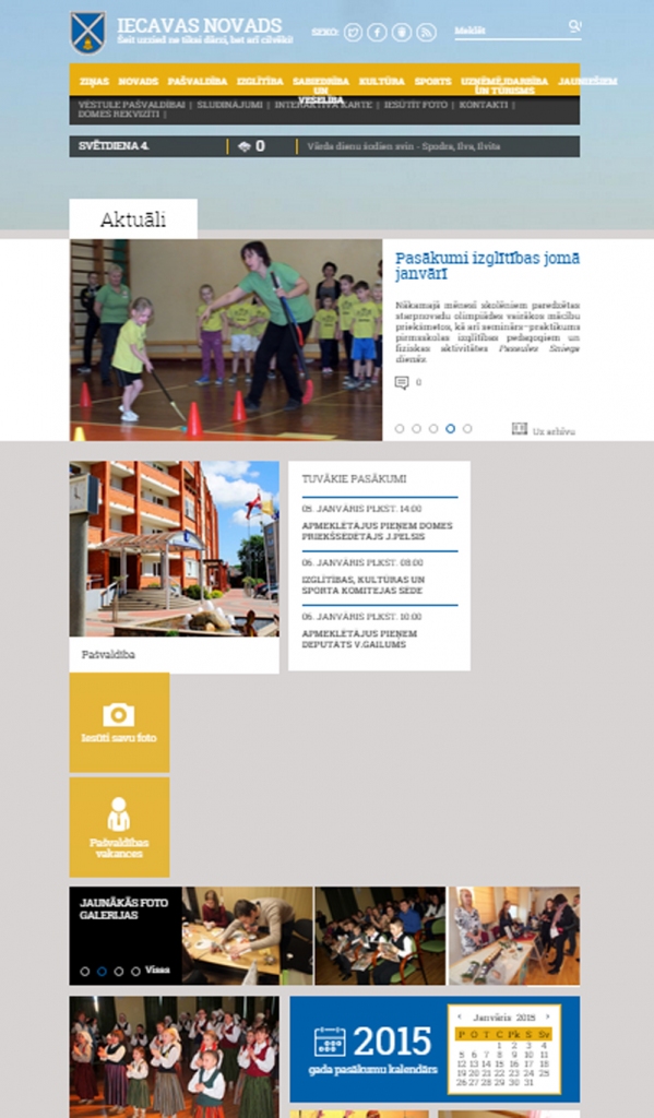 Jaunajā pašvaldības interneta vietnē izceltas ikdienas norises novadā.
Autors: no iecava.lv.