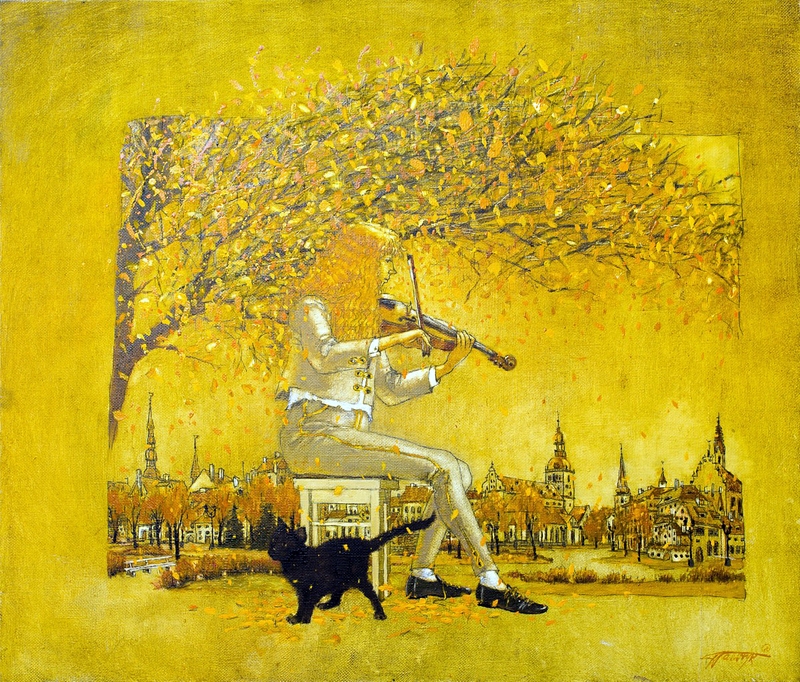 Gleznas «Zelta melodija» reprodukcija (privātkolekcijā).
Autors: no «Bauskas Dzīves» arhīva