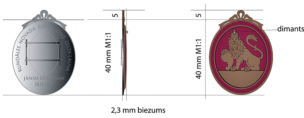 Godazīmes makets, ko apstiprināja Valsts heraldikas komisijā.
Autors: Attēls no Rundāles novada domes arhīva. 
