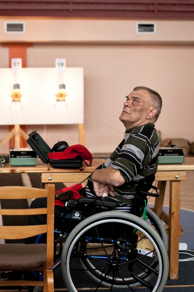 Laimonis Rigasts Lietuvas atklātajā čempionātā šaušanā ar pneimatisko pistoli Kauņā. 
Autors: No albuma.