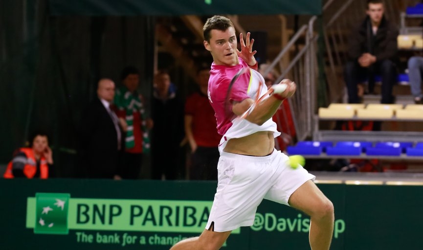 Deivisa kausa izcīņas Eiropas-Āfrikas zonas cīņā par vietas saglabāšanu 2. grupā Mārtiņš Podžus.
Autors: lsm.lv