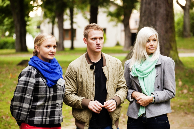 Biznesa idejas «Sajūtu istaba» autori – Līva Jankeviča (no kreisās), Rūdolfs Češeiko un Iveta Balcere cer radīt sensorās terapijas telpu.
Autors: no I. Balceres albuma. 