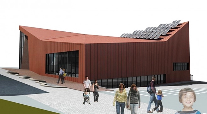 Bauskā topošā peldbaseina ēkas vizualizācija.
Autors: no «Bauskas Dzīves» arhīva.