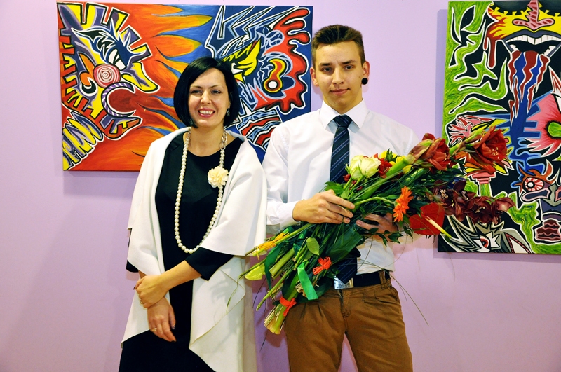 Izstādes atklāšanā – Anda Sproģe un Alvis Mačukāns.
Autors: Žanna Zālīte