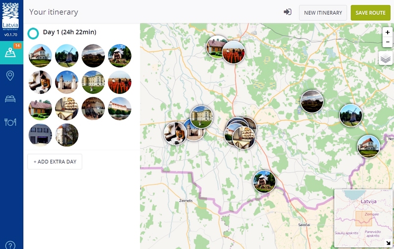 Ar jauno plānotāja rīku ceļotājiem iespējams izveidot sev vēlamu tūrisma maršrutu mūsu novados.
Autors: Ekrāna stopkadrs no portāla latvia.travel.