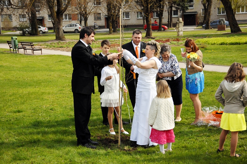 Jaunlaulātie Inese un Aldis Ķibildi Korfa dārzā iestādīja pirmo ozolu.
Autors: Ivars Bogdanovs