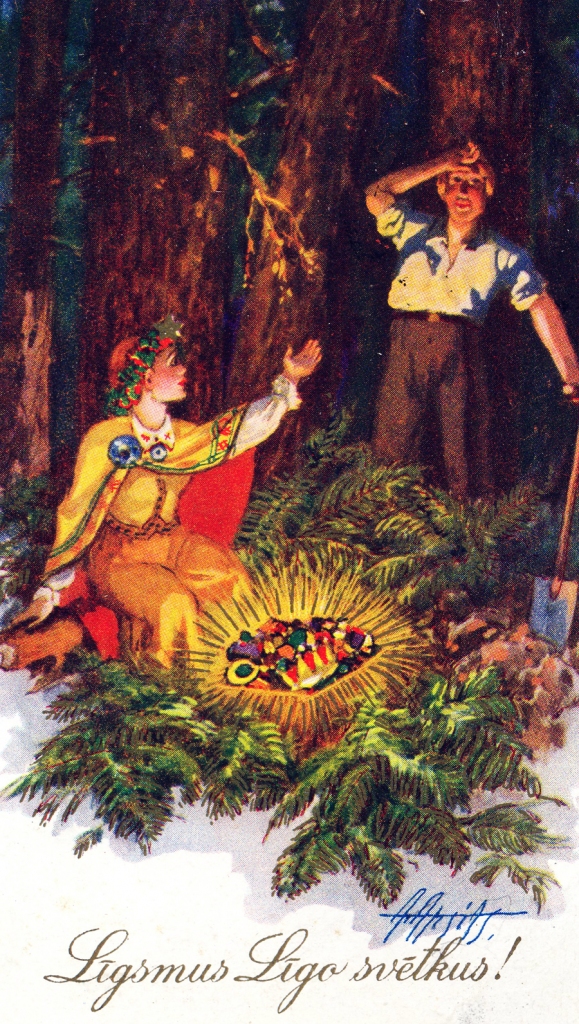 Apsveikums Līgo svētkos, 20. gs. 30. gadi.
Autors: no Bauskas muzeja krājuma.