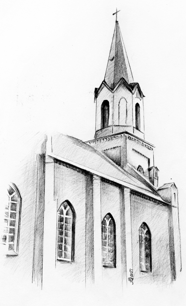 Budbergas Sv. Pāvila baznīcu zīmējusi Iveta Bērziņa.