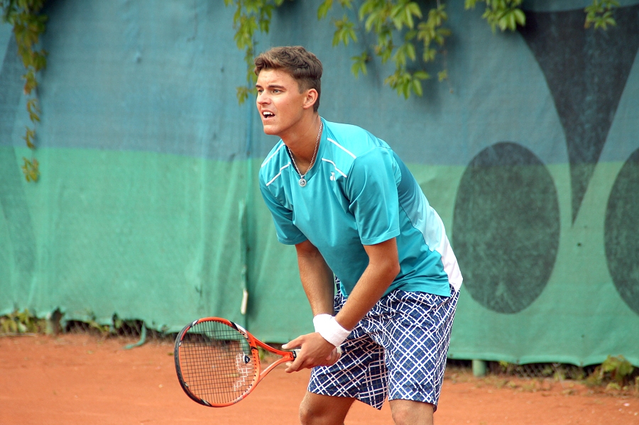 Mārtiņš Podžus (attēlā) vienīgo panākumu Latvijas izlasei atnesa dubultspēlēs kopā ar Miķeli Lībieti.
Autors: no «Bauskas Dzīves» arhīva