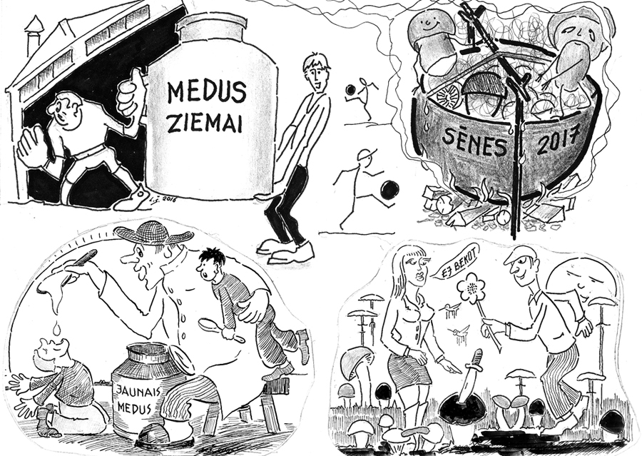 VASARA VIENMĒR PAR ĪSU. FAKTS: augustam ir vasaras beigu pieskaņa, strauji sarūk skolēnu brīvlaiks, bet darāmā vēl gana, izkārtojot laiku patīkamai atpūtai, kurā ietilps arī Rio olimpisko spēļu vērošana un līdzi jušana mūspuses olimpietim stenda šāvējam Dainim Upelniekam.
Saule pamīšus ar lietu,/ Katrs atrod savu vietu./ Kādam vecmāmiņas lauki,/ Neuzaug lai lieki tauki,/ Ziķerpuikas treniņkreklā/ Stadionā bumbu trenkā./ Vēro Miķelis ar prieku,/ Brīvlaiku ja neiznieko./ Lasa mežā ogas, sēnes,/ Rāda meitenes tad spējas./ Vasara pie datorgalda/ Neizvēršas pārāk salda./ Mamma šausmās – kur nu liksies,/ Nodilušas trešās bikses./ Lai pēc pokemoniem skrietu,/ Vajag nosegt pliko vietu.
Autors: Kolāža – Laimonis Šulcs, rīmes – Daina Ziemele