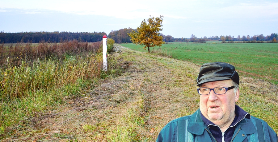 Pensionētais mežsargs Miervaldis Stankevičs un tālumā – viens no dzīvi palikušajiem ozoliem. Pirms divdesmit gadiem M. Stankevičs kopā ar citiem uz Latvijas un Lietuvas robežas pie robežpārejas Budbergā piedalījās ozolu stādīšanā.
Autors: Vilnis Auzāns