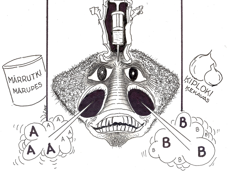 'NELŪGTĀ VIEŠŅA JAU KLĀT! FAKTS: ziņu avotos vēstīts, ka valstī ir pamanīta gripa, pirmais sasirgušais jau ievietots slimnīcā.
Zobus atņirgusi, ņipra/ Atkal durvīs spraucas gripa./ Patīk viņai sniegs un sals,/ Gada iesākums vai gals./ Mediķi grib dot ar noti/ «Viešņai» nāvējošu poti,/ Reizēm nezinot pat burtus,/ Raksturo kas gripas spurtu./ Miķelim ir padoms vietā/ Arī bargās gripas lietā:/ Karstumi ja strauji lēks,/ Nelīdzēs pat gripofleks./ Ēdiet dzērvenes ar medu,/ Ķiplokus un piparmētru,/ Dzeriet pelašķu un aveņtēju,/ Aizmuks vīrusi ar vēju./ Bet ja bailes satver prātu/ Tā kā sētnieks slotas kātu,/ Paslēpties var dziļi mežā,/ Kur miegu izguļ lāči, eži./ Epidēmija kad beigsies,/ Spirgts un vesels mājās steigsies.
Autors: Zīmējums – Laimonis Šulcs, rīmes – Daina Ziemele