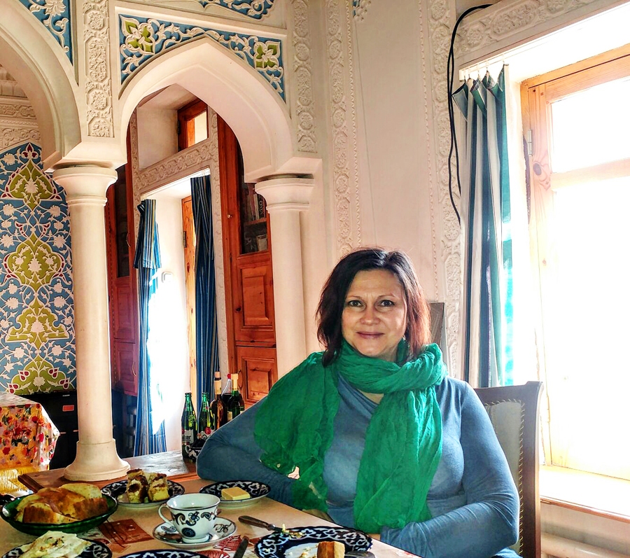 Kristīne Selane brokasto Taškentas draudzenes privātmājā.
Autors: no personiskā albuma