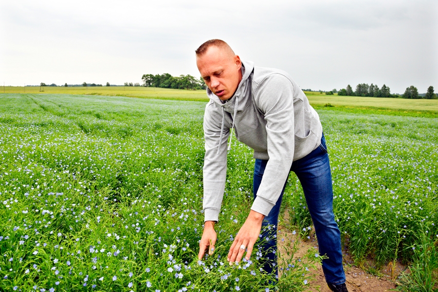 Ģirts Vismanis, Mežotnes pagasta zemnieks, ar šogad izaugušajiem liniem ir apmierināts.
Autors: Ivars Bogdanovs
